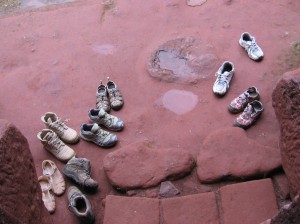 We had to remove our shoes every time we entered a church... we were walking on holy ground :)